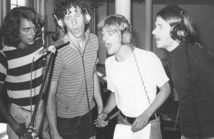 Ernie in recording studio with Arthur Russell and the Paley Brothers (1977)